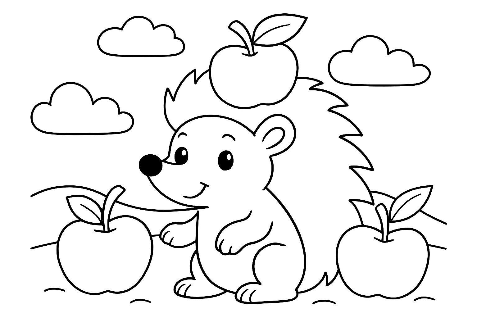 A hedgehog with apples