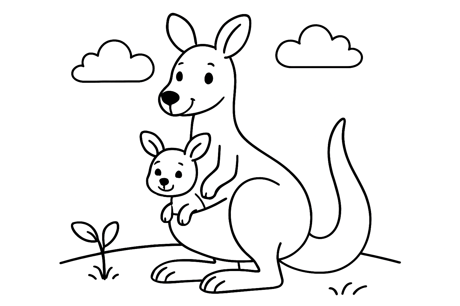 A kangaroo with a joey