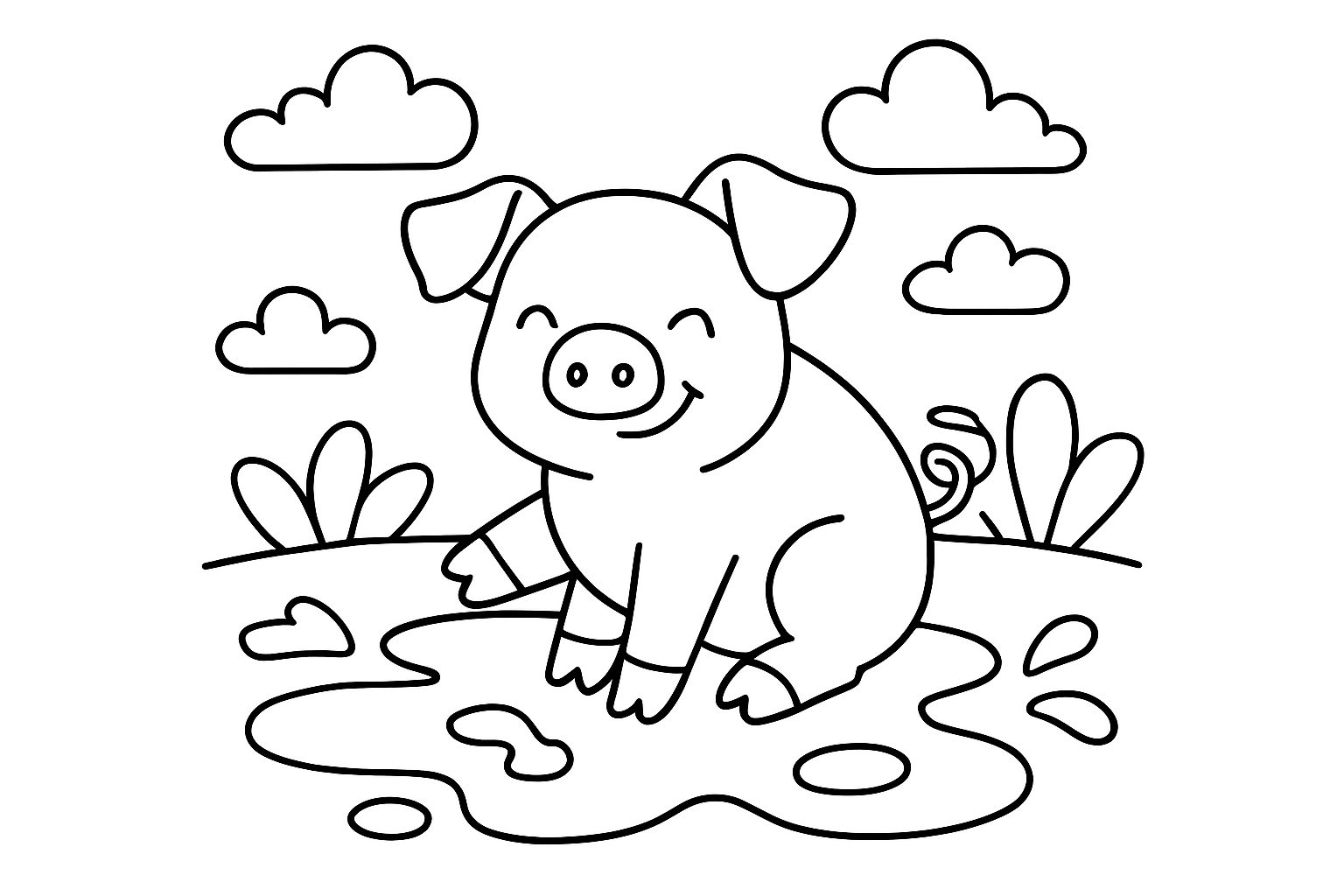 A pig playing in mud