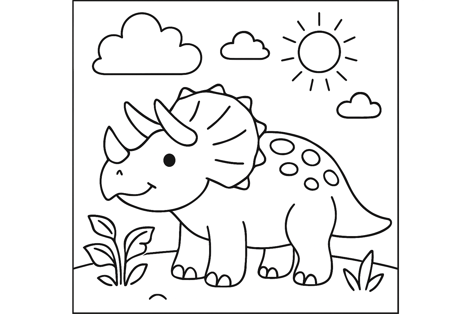 A triceratops in a field