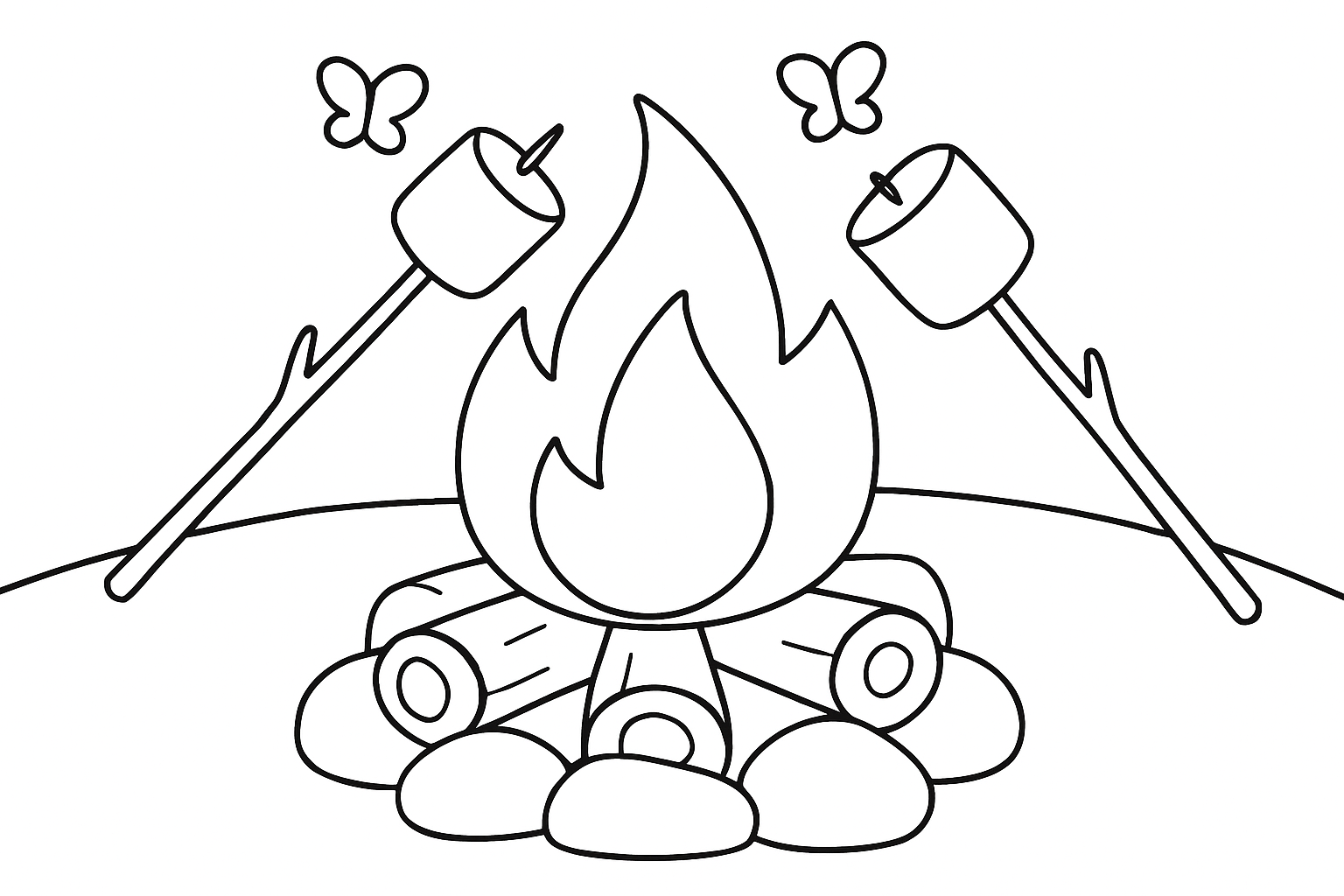 A campfire with marshmallows