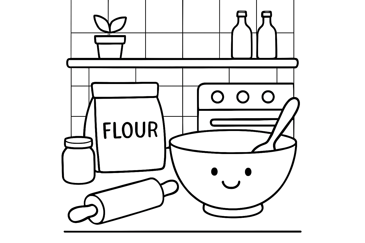 A kitchen with baking goods