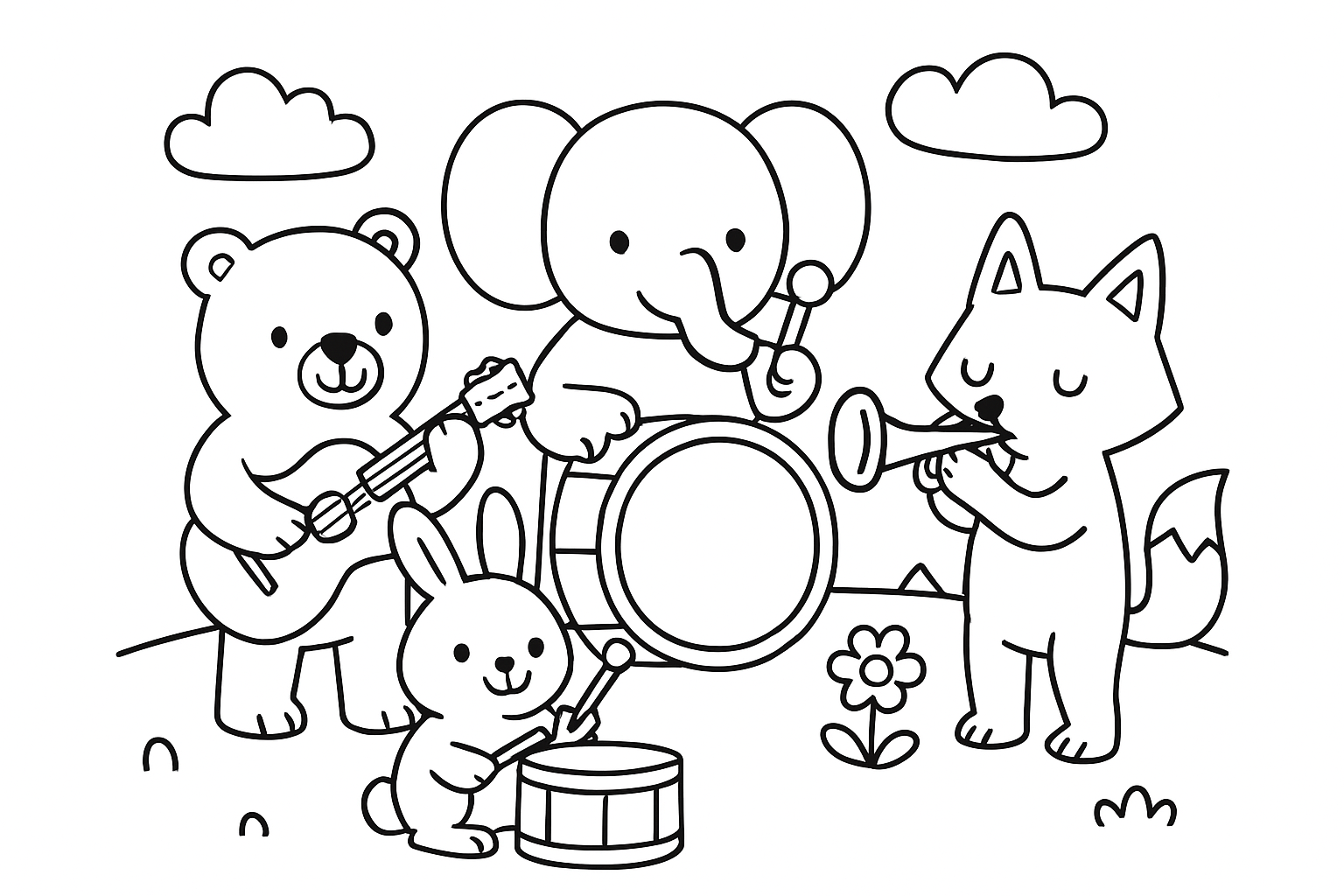 A music band of animals