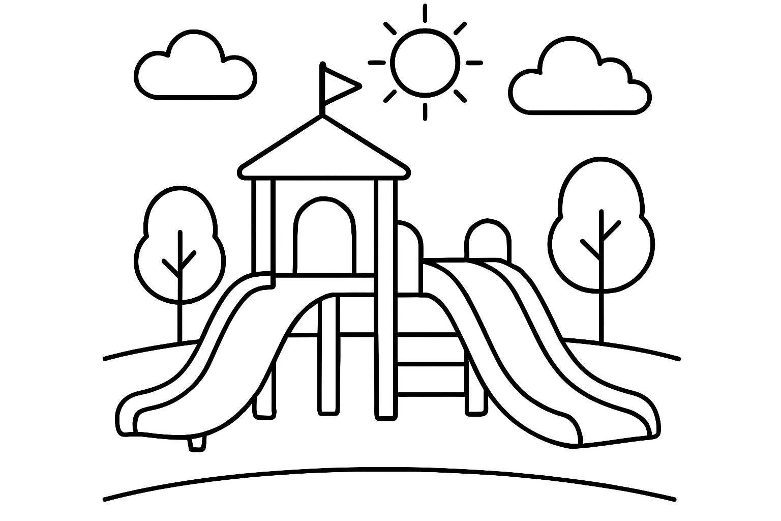 A playground with slides