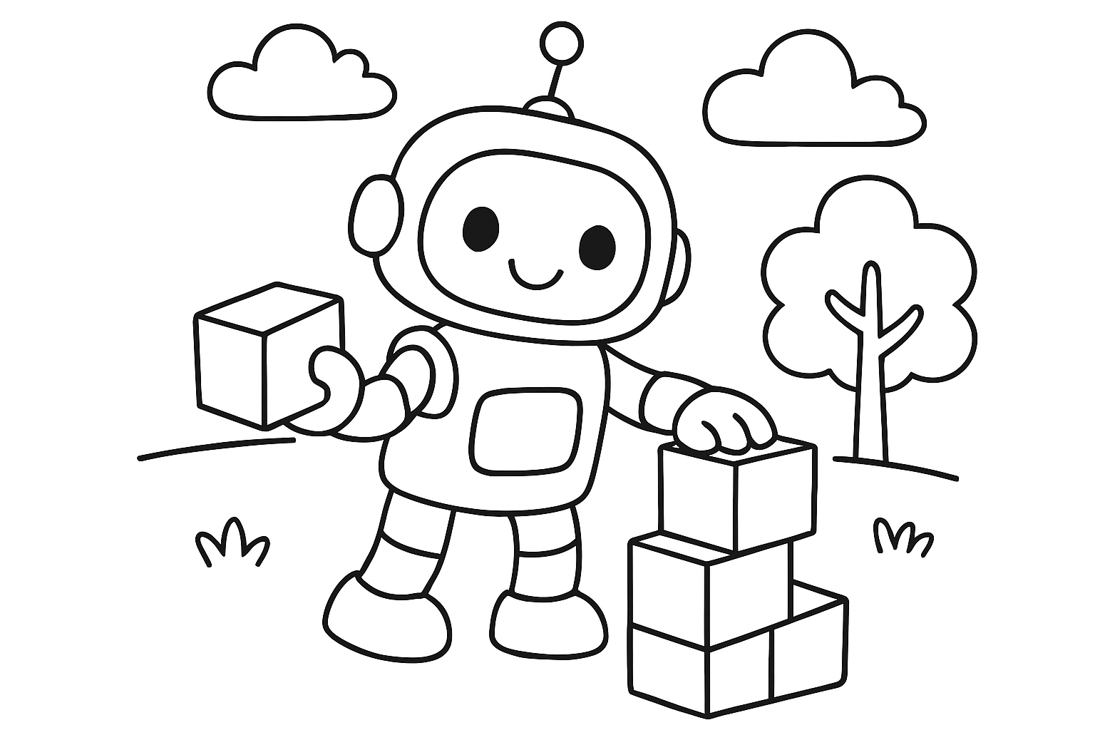 A robot building blocks