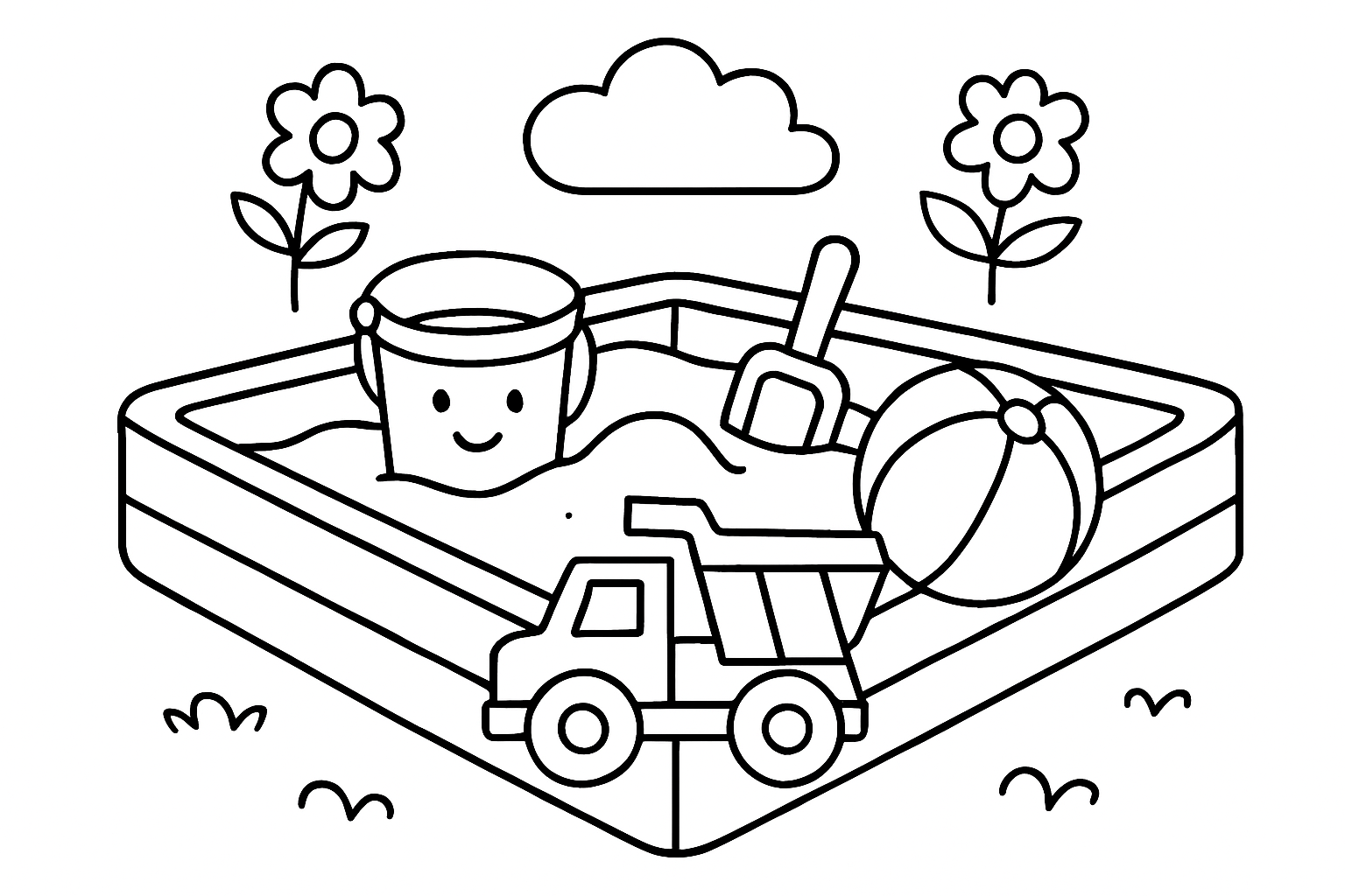 A sandbox with toys