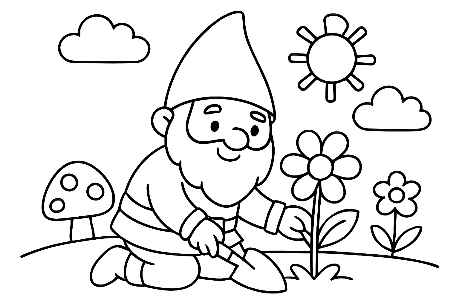 A gnome gardening