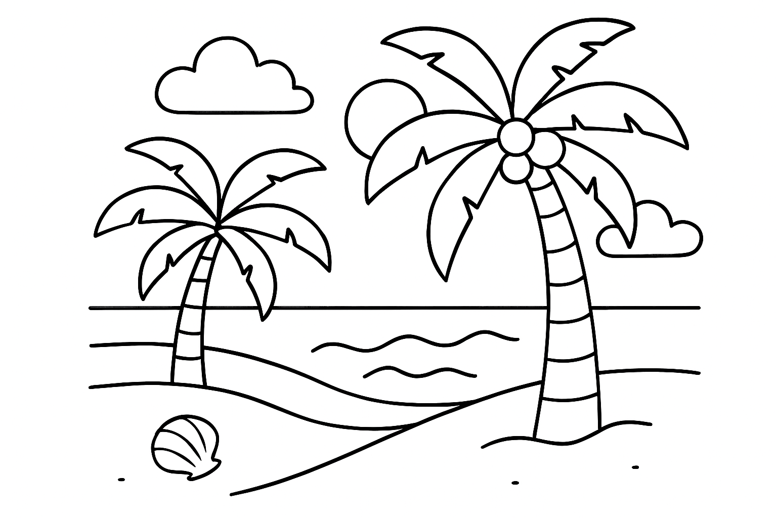 A beach with palm trees