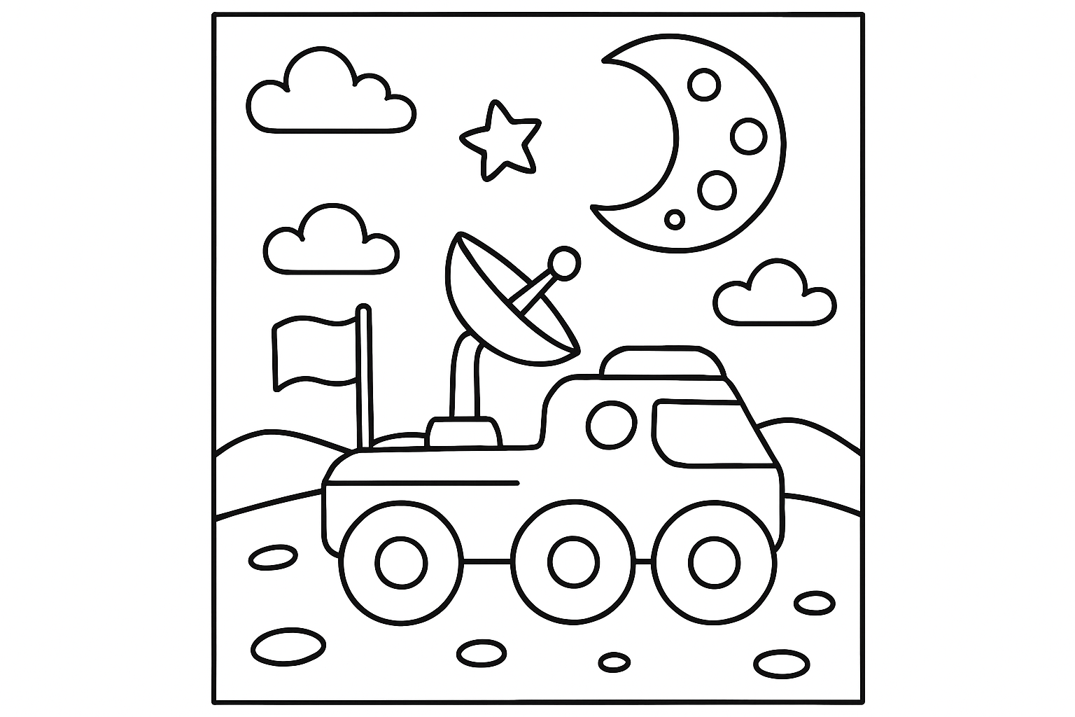 A lunar rover exploring