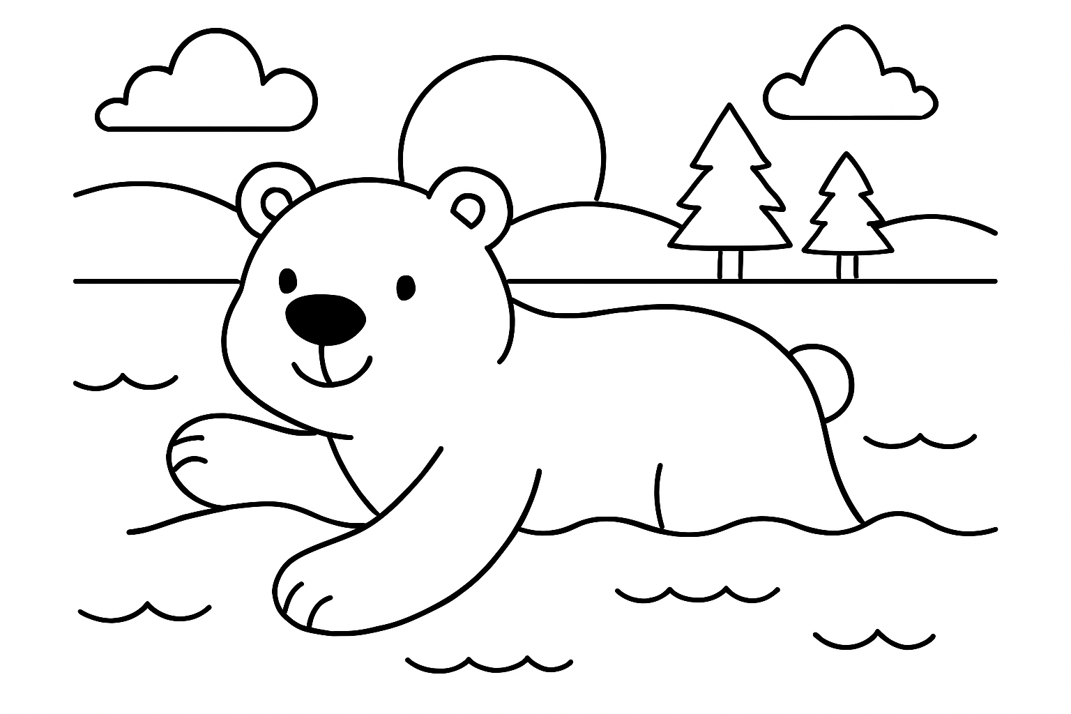 A polar bear swimming