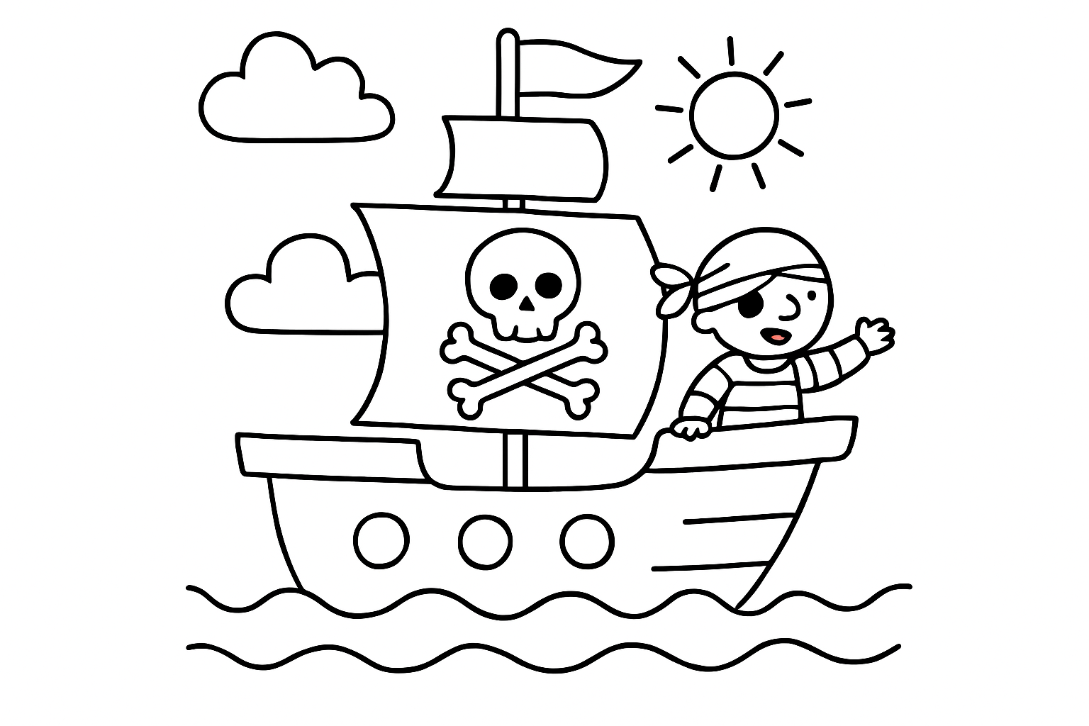 A pirate ship at sea