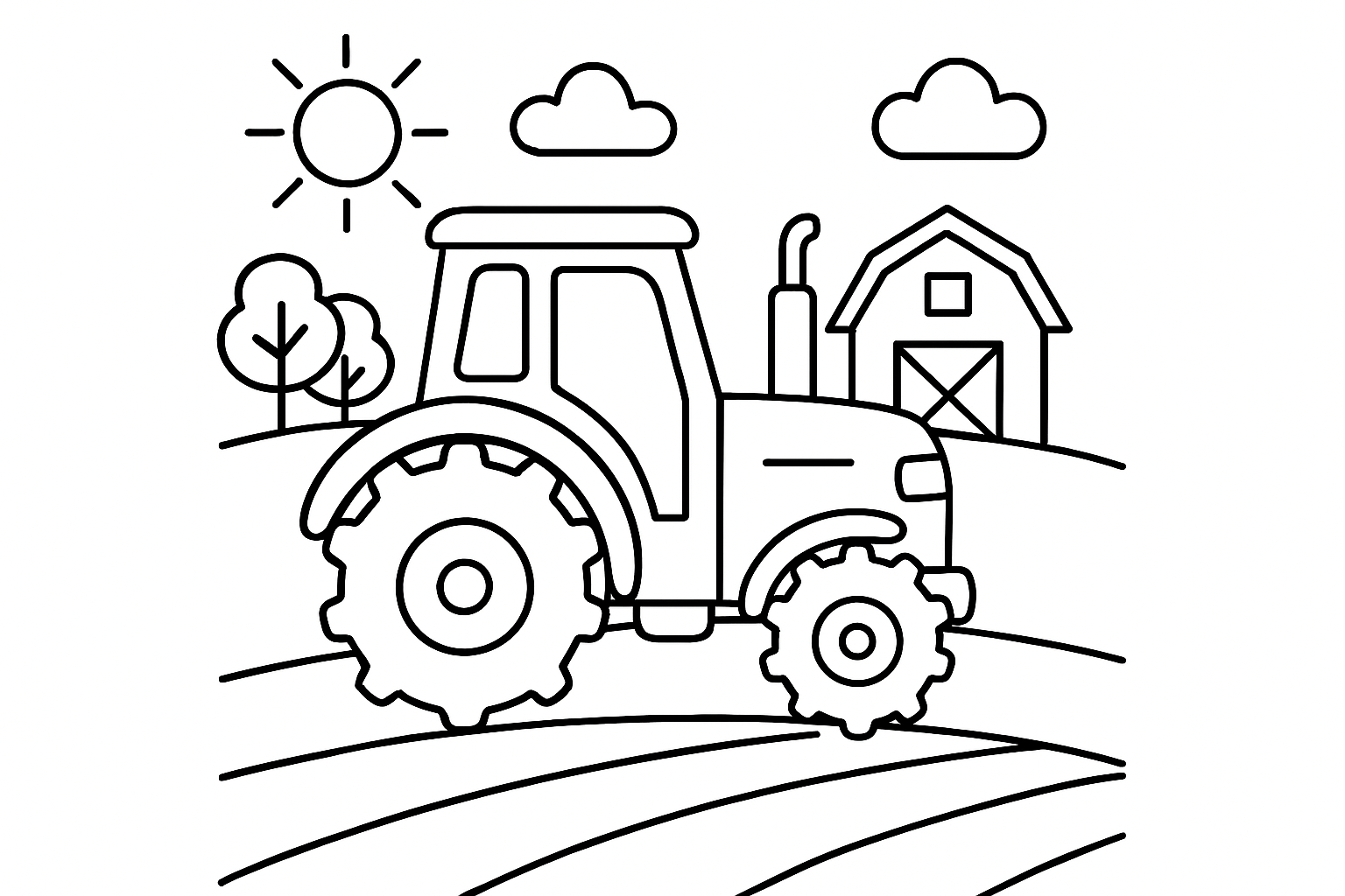 A tractor on a farm